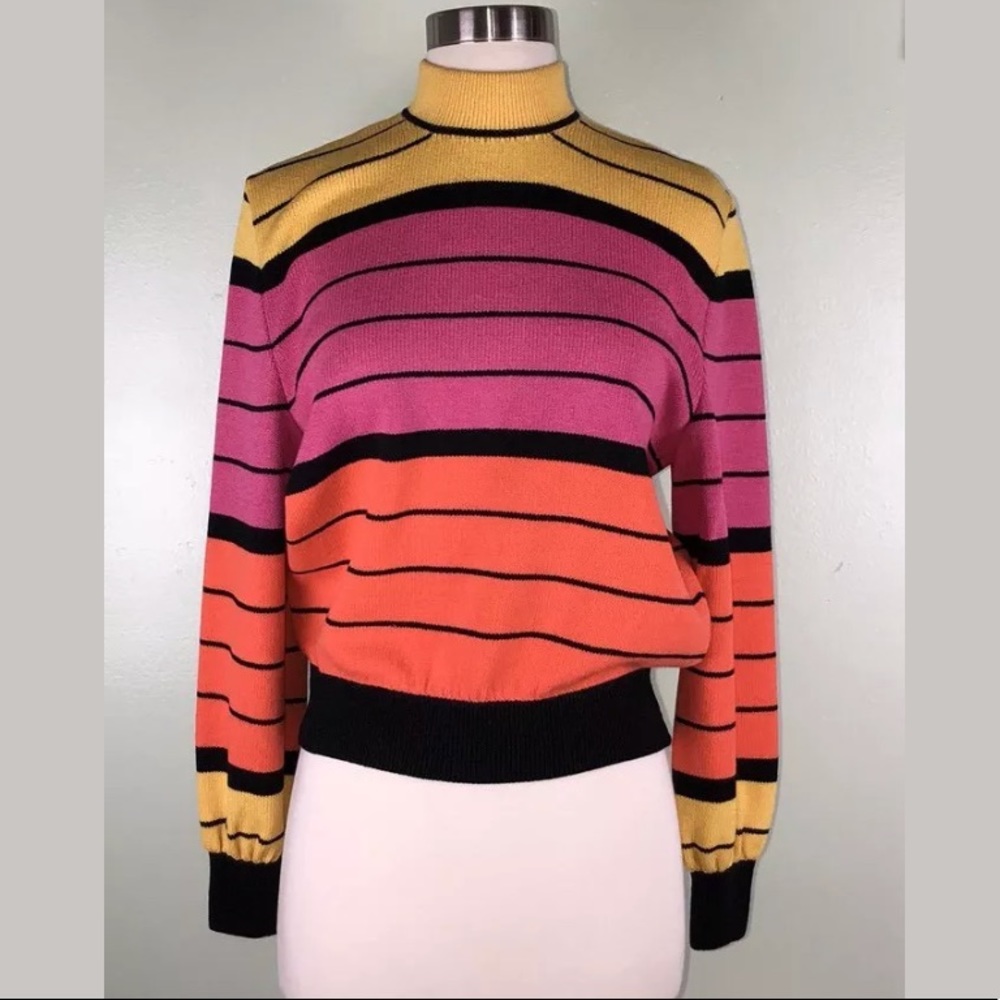 St John Sweater Stripe P Mock Turtleneck